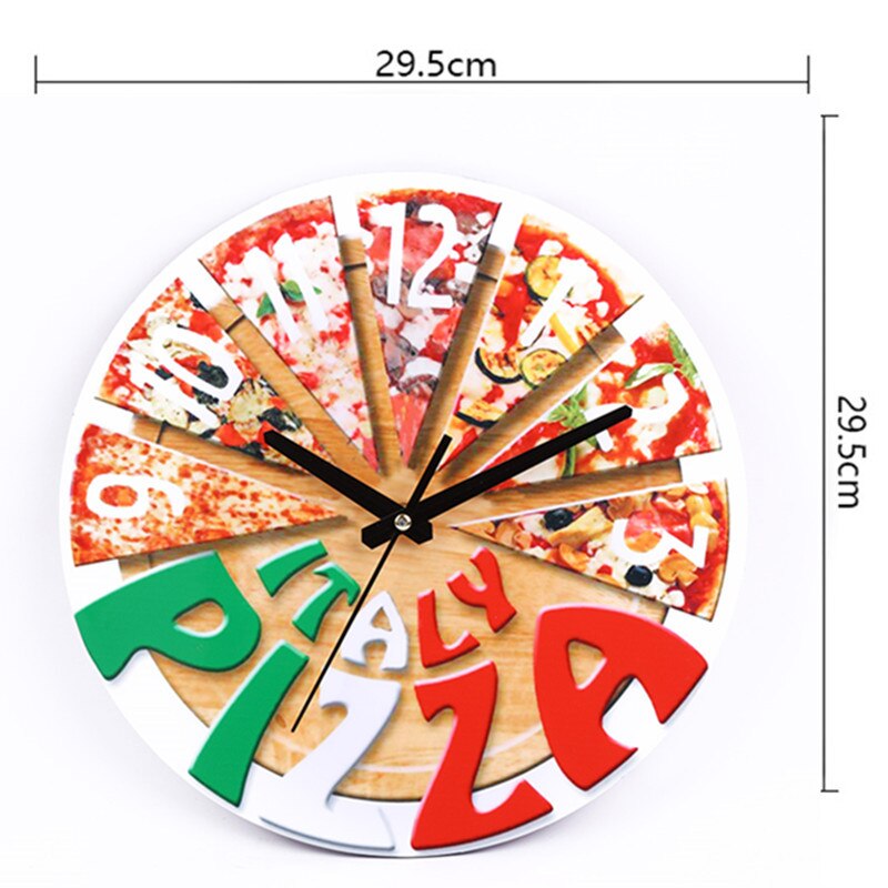 Vintage veggklokke klokke tre mute stue rund vegg klokke kjøkken pizza nordisk klokke