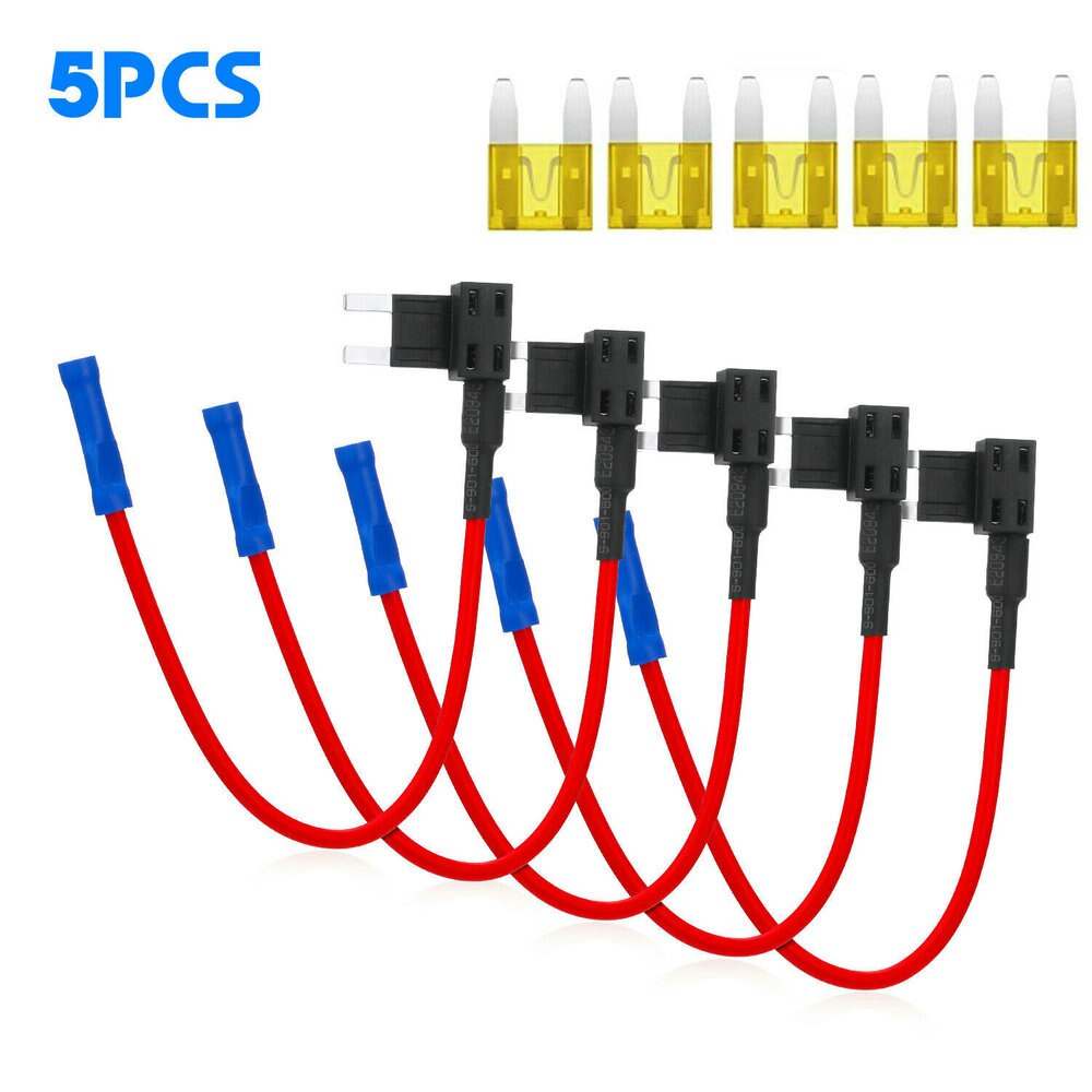 5 pakke 12v små bilsikringsholdere adapter med 20a standard atm blader ta elektriske apparater