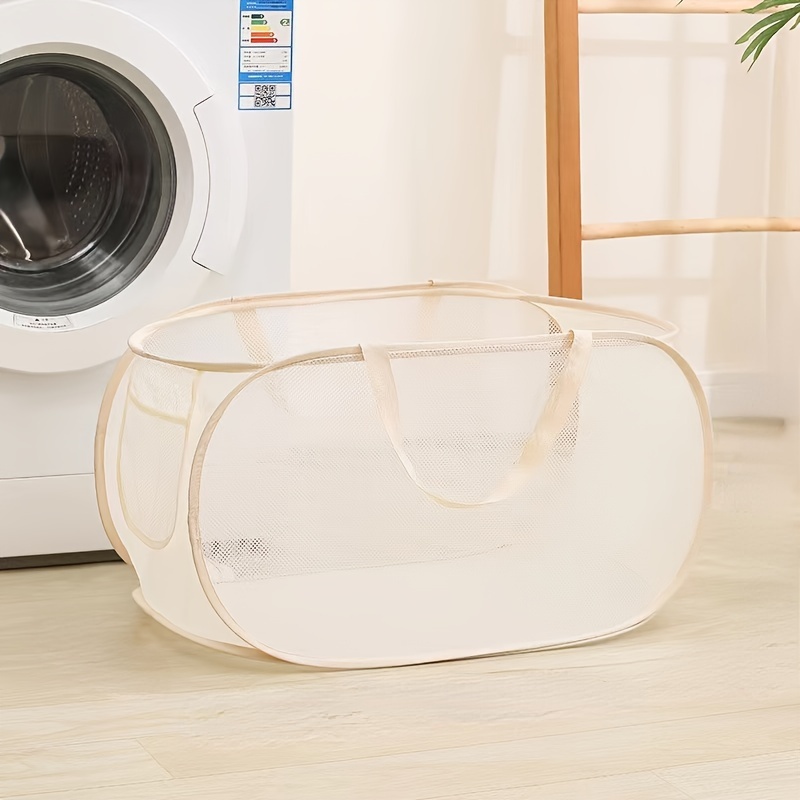 Ademend Mesh Opvouwbare Wasmand Huishoudelijke Vuile Kleren Organizer Handvat Lichte Draagbare Broek Sorteerder Tool Item: Licht Groen