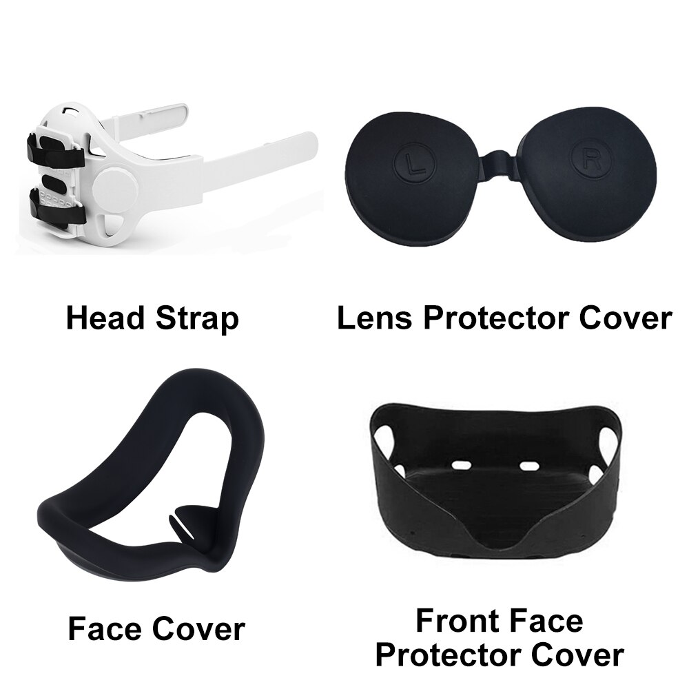 Adjustable Oculus Quest 2 Halo Head Strap Elite Head Strap For Oculus Quest 2 VR Accessories Quest 2 Strap Quest 2 Accessories: Black Set B