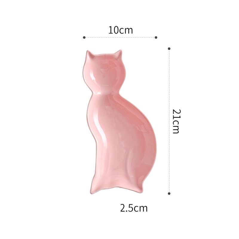 Cartoon Cat Plate Ceramic Dishes Cute Animal French Fries Snack Plate Dim Sum Plate Sushi Snack Breakfast Plate: Pink Cat Plate