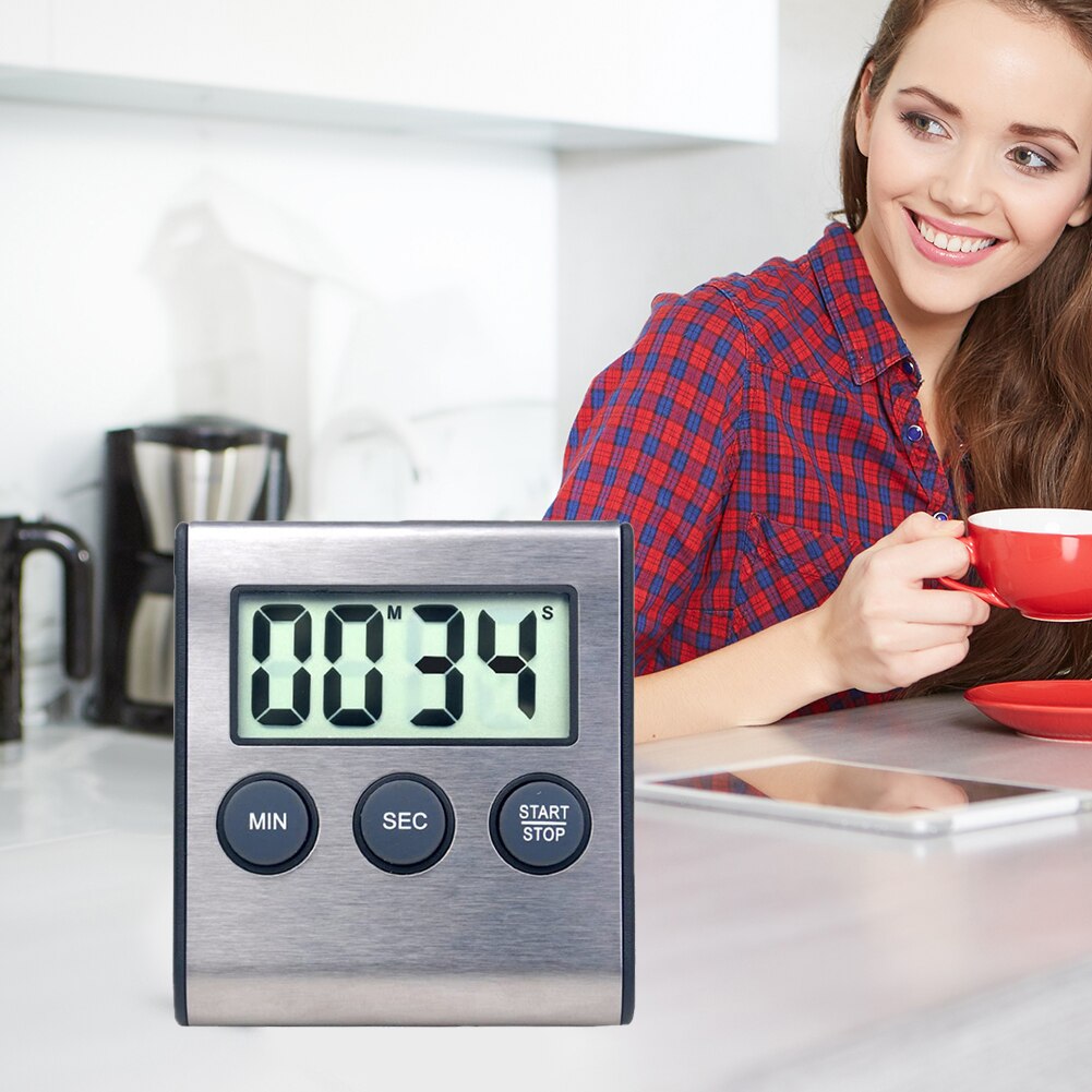 Keuken Timer Digitale Magnetische Digitale Chronometer Lcd Digitale Scherm Alarm Magneet Klok Koken Tellen Countdown Stopwatch