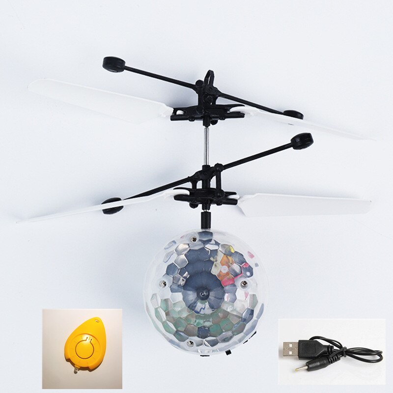 Glowing Toy RC Ball mini Induction Aircraft Colorful Lights Smart Charging Fly Ball RC drone Helicopter Aircraft Best: A with switch