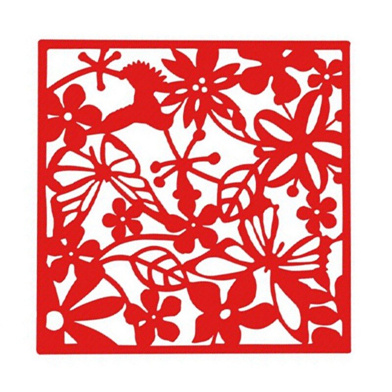 Removable Partition Hanging Screen Divider Panel Living Room Curtain Hollow Out Butterfly Bird Flower Home Wall Decoration: Red