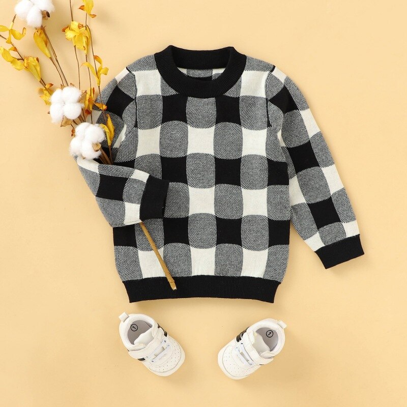 Kinderen Kids Herfst Baby Jongen Meisje Plaid Katoenen Trui Bovenkleding Jas Kleding