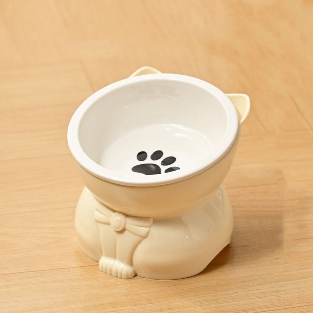 Multi-use Ceramic Cat Bowl Cute Slanted Mouth Pet High Foot Bowl Large Capacity Dog Food Feeding Basin Neck Protection