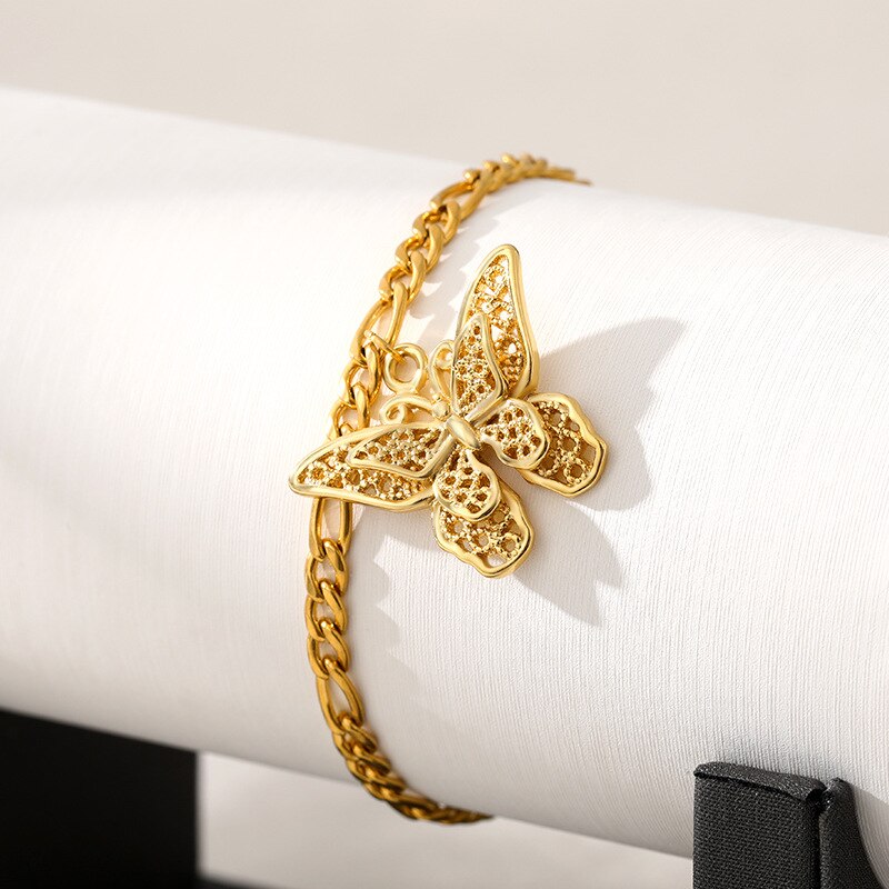 Charm Rvs Vlinder Enkelbandje Voor Vrouwen Gold Link Vlinder Armband Bruidsmeisje Beste Vriend Sieraden Zomer Strand