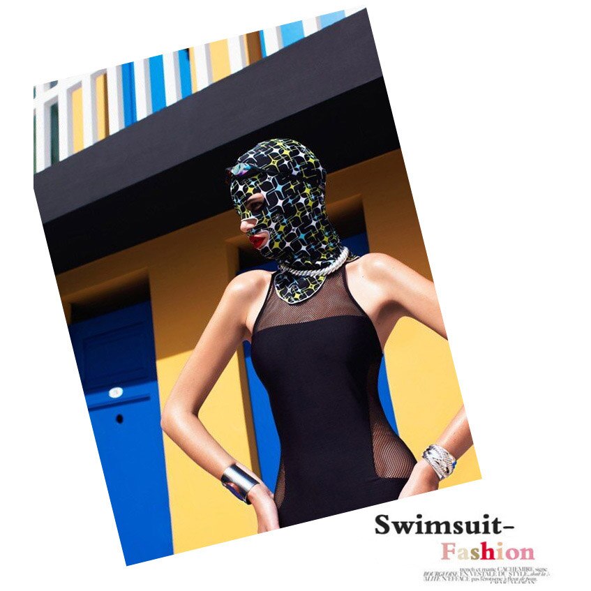 Männer Frauen Gemischt-farbe Facekini Schwimmen Maske Ausschlag Wachen Ohr Schützen Maske Anti-Uv Quallen Tauchen Schwimmen Hüte