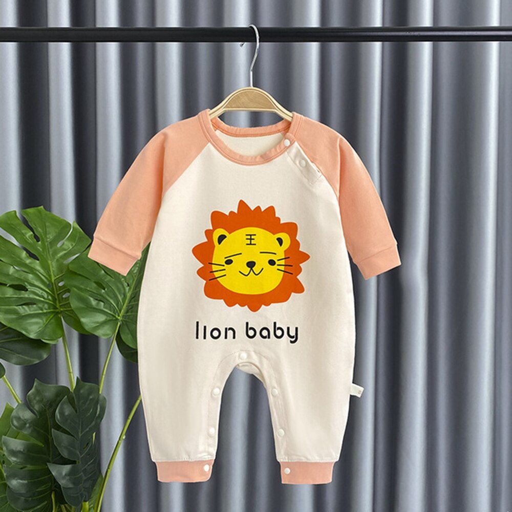 Baby Romper Herfst Leeftijd 0-15M Cartoon Dinosaur Lion Print Jumpsuit Voor Pasgeboren Baby Kleding Baby jongen Meisjes Kleding: lion / M