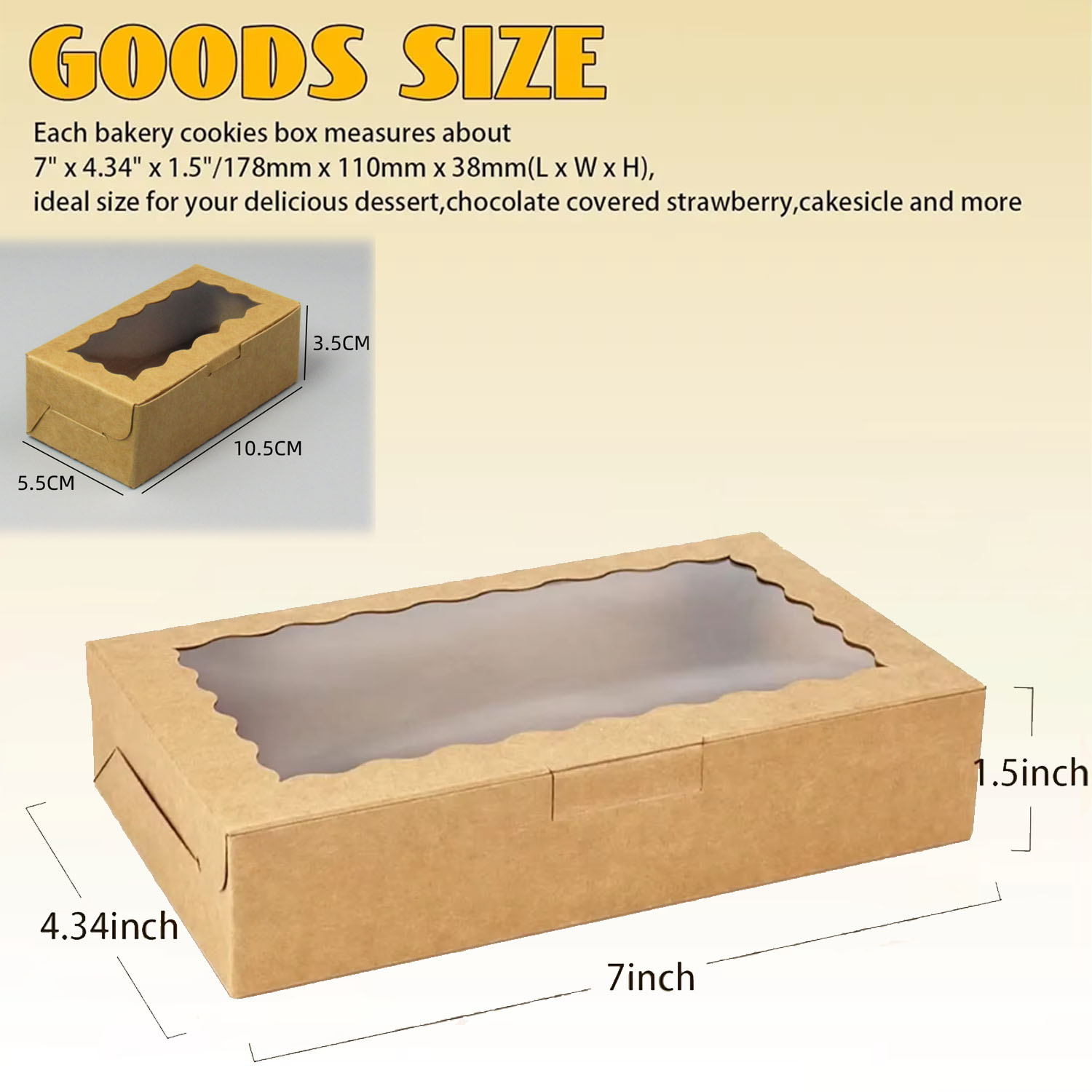 Cajas para galletas con ventana transparente, pequeñas cajas de dulces Kraft, cajas de pastelería premium con etiquetas, cuerdas para embalaje de galletas, postres y magdalenas
