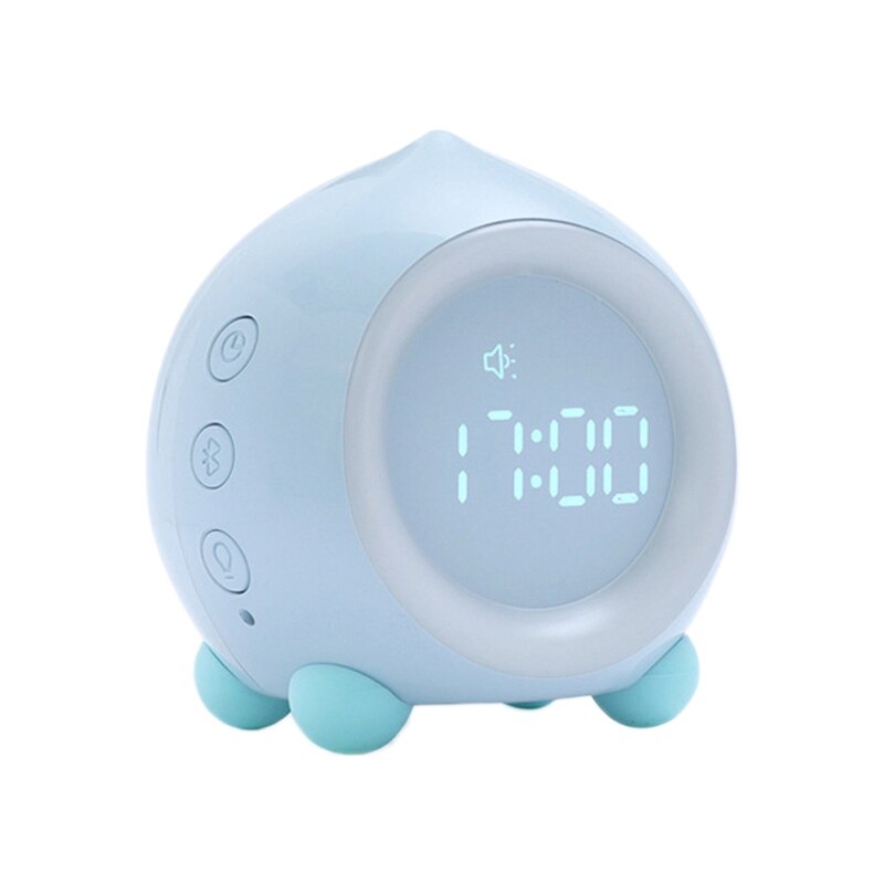 -Wake Up Light Kids Smart Alarm Clock Bluetooth Function 7 Colors Changing Bedroom Led Digital Display Table Clock: Blue