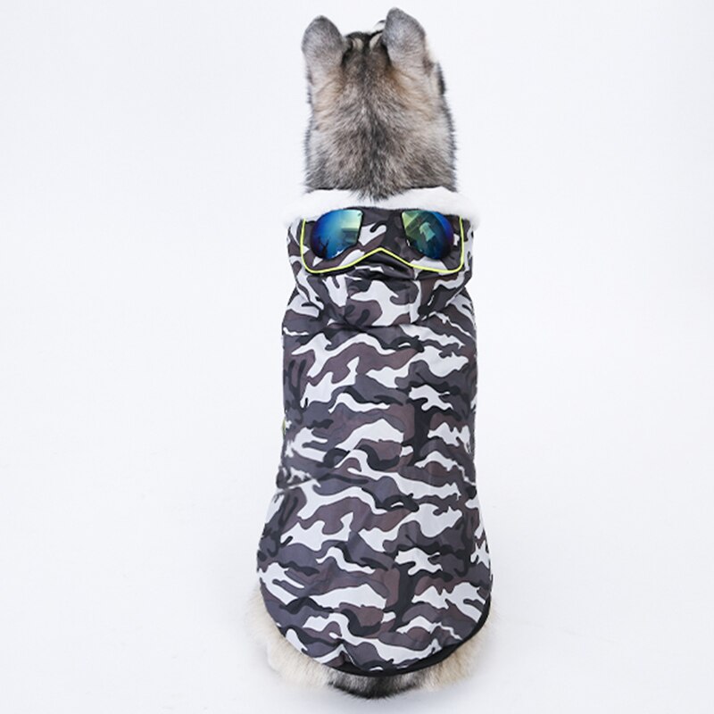 Ropa de camuflaje cálida para perro, abrigo de algodón para mascotas, chaleco grueso para perros grandes y medianos, Sudadera con capucha para Labrador