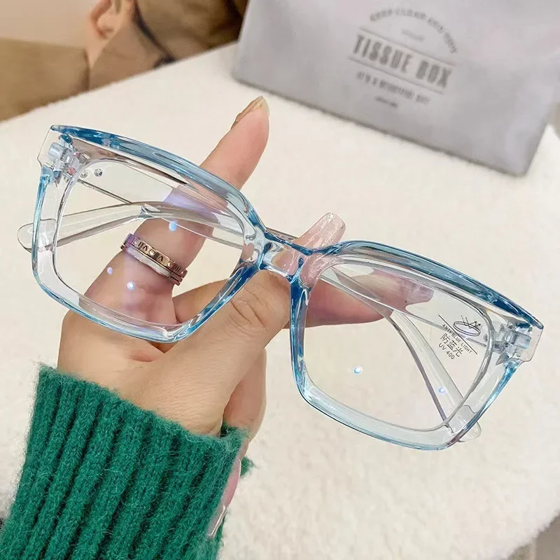 Gafas de protección contra luz azul para mujer, montura de gran tamaño, gafas Vintage, gafas de ordenador, montura completa, gafas transparentes de protección ocular: Caqui