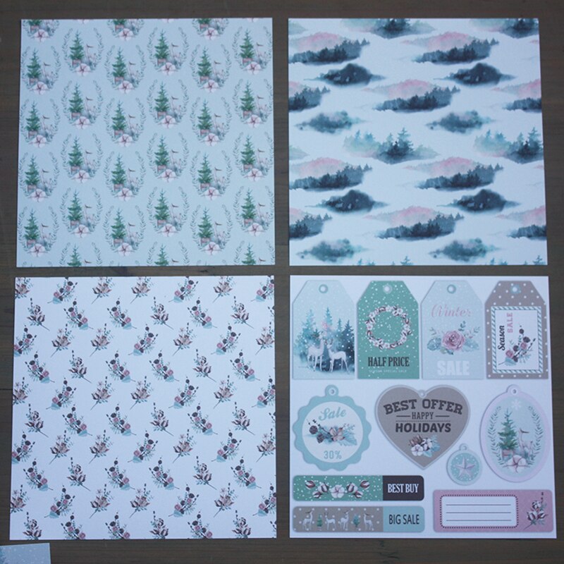 KSCRAFT 12pcs 6" Single-side Printed Winter Time papercraft art paper handmade scrapbooking kit set book