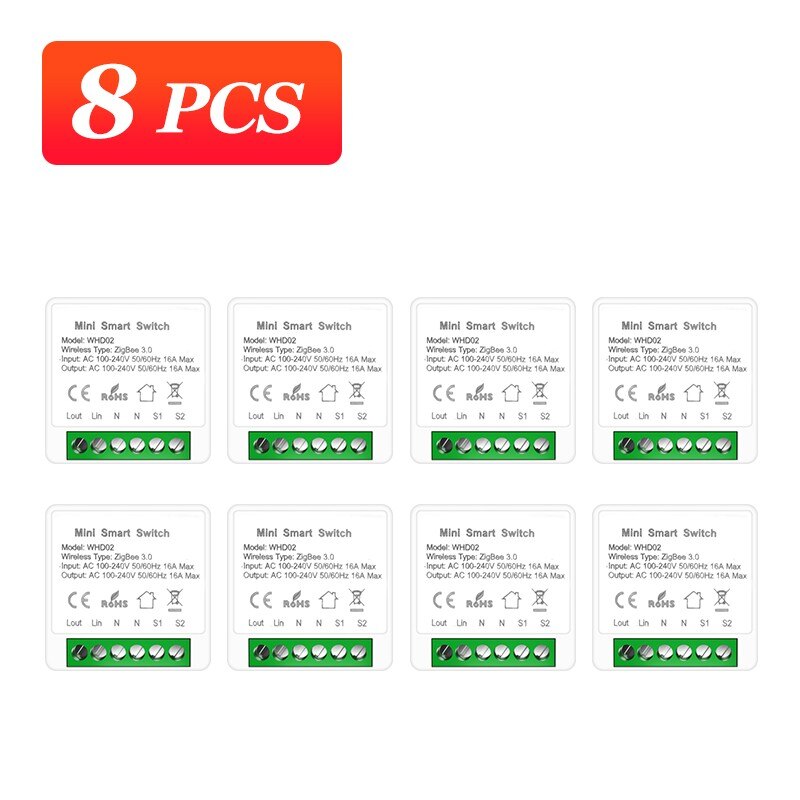 Zigbee Smart DIY Switch Module Tuya 16A Voice Control Via Alexa Google Home Yandex Smart Life App Timer 2-Way Switches: 8 pieces