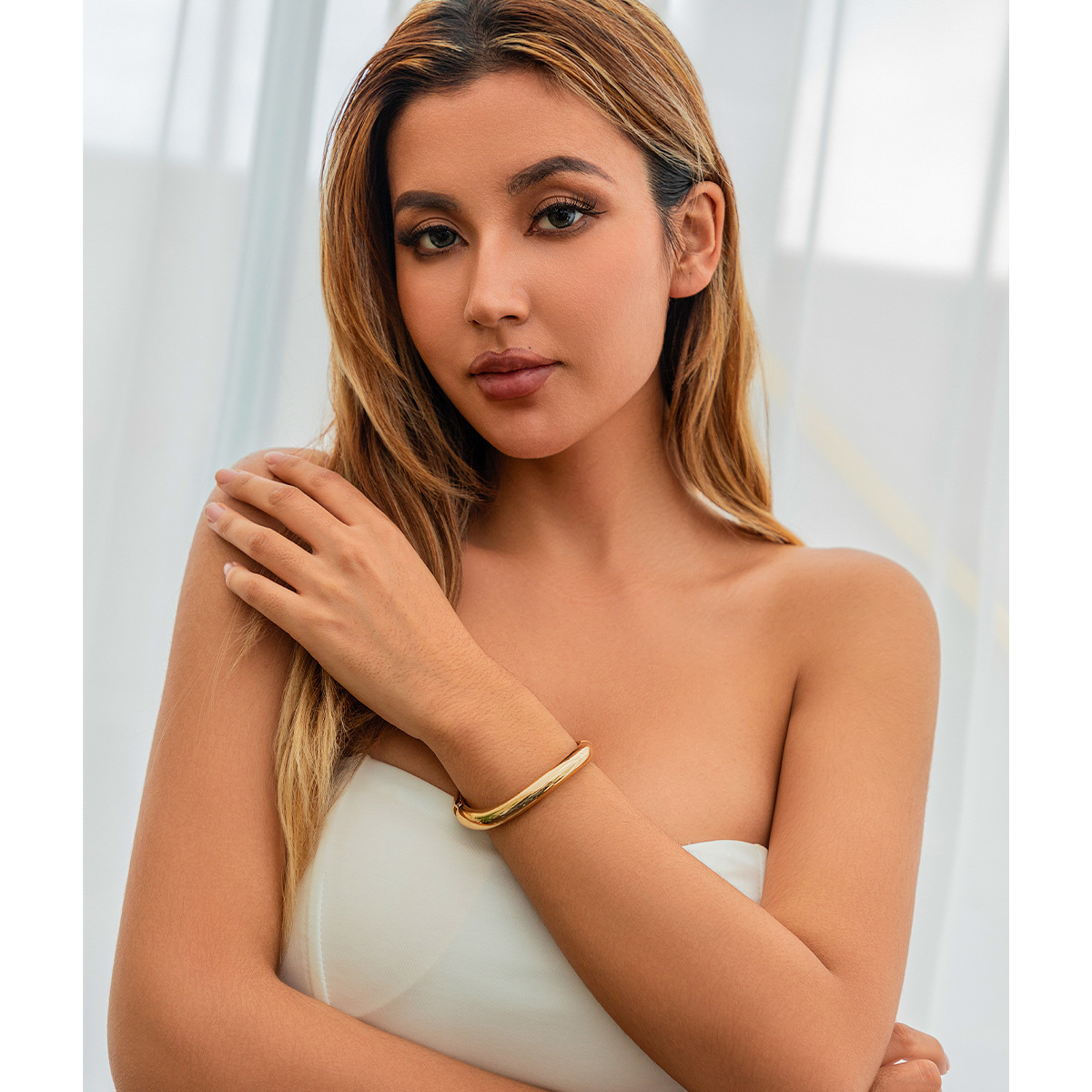 KMVEXO Ronde Gladde Armband Vrouwen Minimalistisch Goud Zilver Kleur Textuur Charme Pols Sieraden Paar Sieraden Steampunk