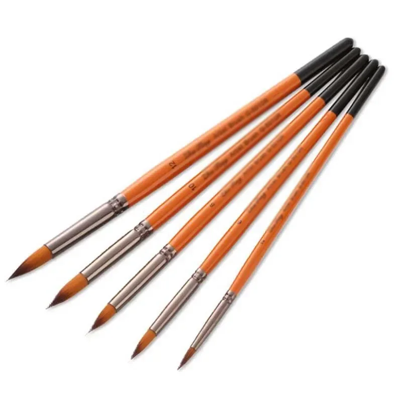 12Pcs/lot Paint Brush Set Art Drawing Brushes Wooden Handle Brushes For Acrylic Painting Supplies: Red
