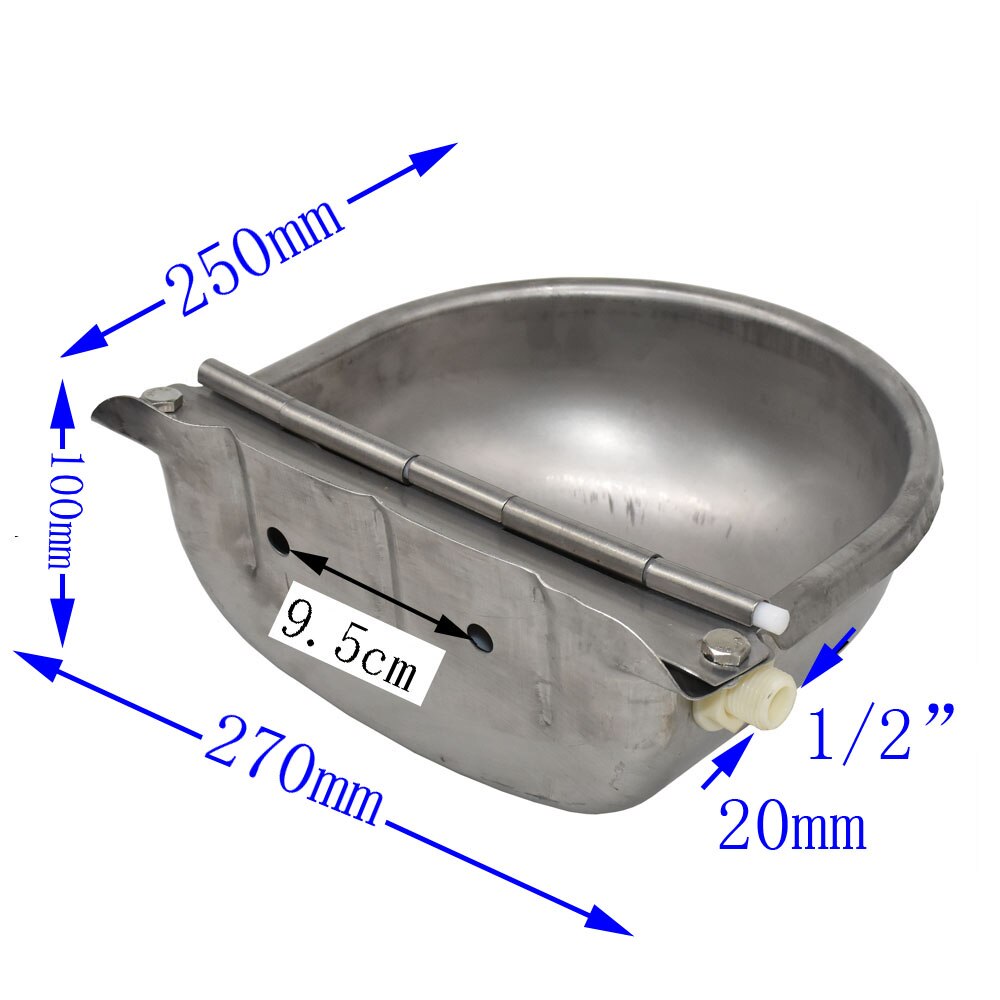 4L Stainless Steel Water Trough Bowl Automatic Drinking for Horses Goats Sheep Cattle Tool Accessory