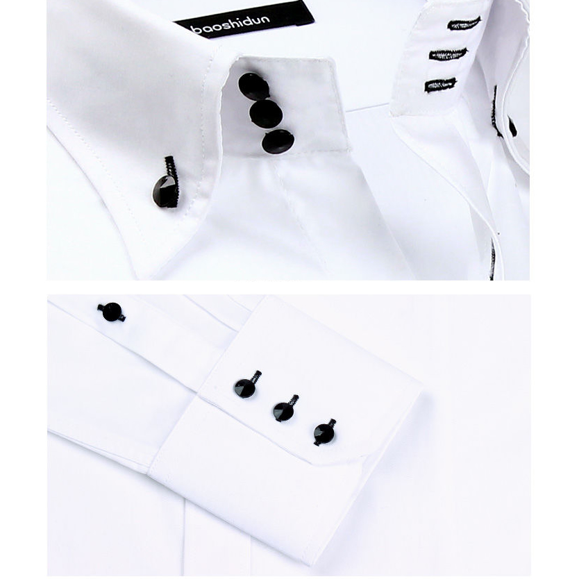 Camisa de vestir con cuello abotonado para hombre, camisa Formal de negocios de manga larga, informal, coreana, ajustada, de , Blanca