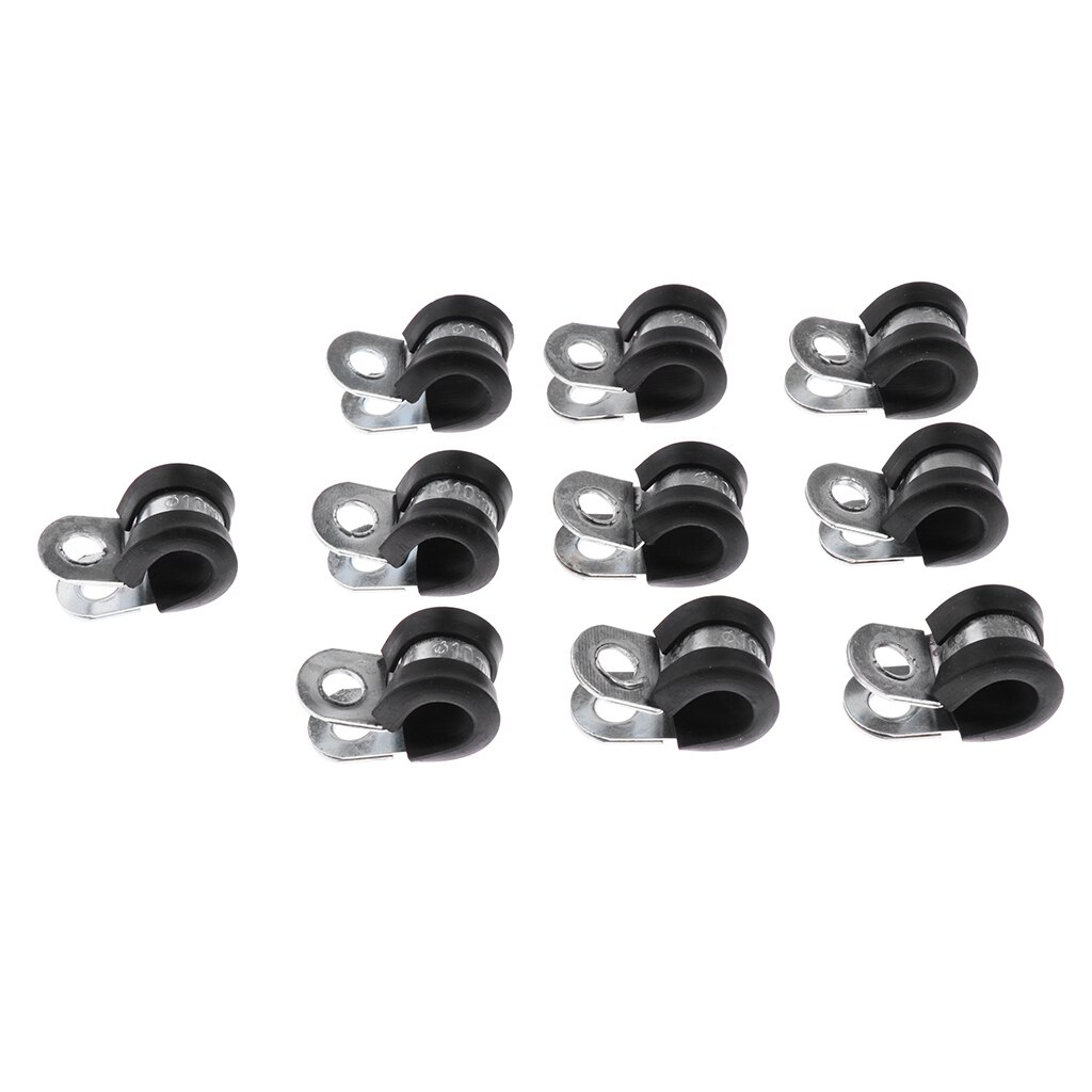 10Pcs 3/8'' (10mm) Cable Clamp, Rubber Cushioned Insulated Clamps, Stainless Steel Wire Clamps