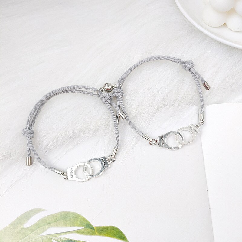 Conjunto de pulsera de esposas BBF para hombre y mujer, 2 uds., pulsera de cuerda ajustable, amuleto de amistad, pulseras a juego: Style 04