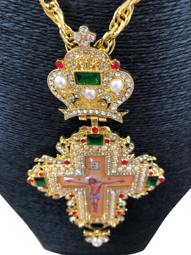 Præst / brystkors med forgyldning ortodokse græske kryds smykker brystkors kæde