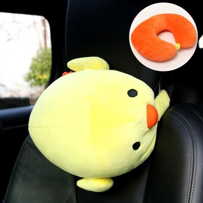 Cartoon U Vorm Auto Nekkussen Memory Foam Transformator Hoofdsteun Ondersteuning Rest Vliegtuig Reizen Kussens Dier Konijn Kikker Varken Beer: chicken