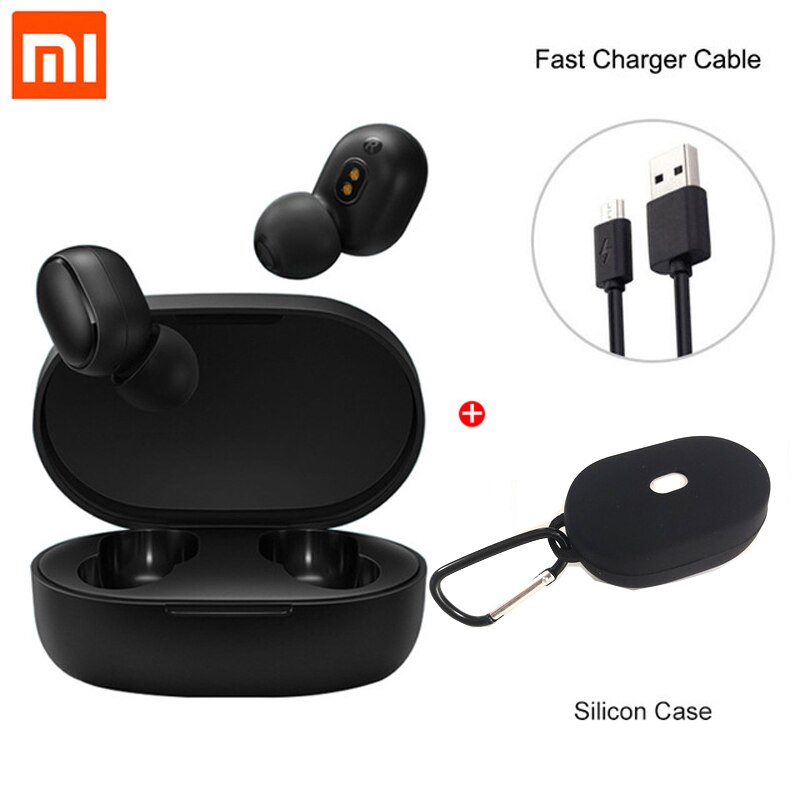 Xiaomi-auriculares Redmi Airdots TWS con Bluetooth 5,0, auriculares inalámbricos estéreo de graves con micrófono, auriculares manos libres con Control IA: Global black case