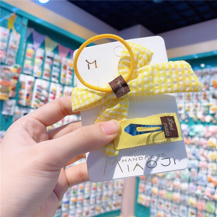 Korean Hair Accessories Children's Plaid Bow Cherry Hair Circle Lovely Girl Fruit Hairpin Pineapple Strawberry Bb Clip Hairpins