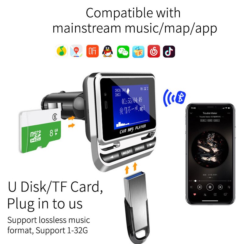 USB Ladegerät Fm Sender FM12B Auto Bausatz Bluetooth kabellos Auto Bluetooth Mp3 Spieler Für iPhone SE 7 7Plus 6 6S Und Android