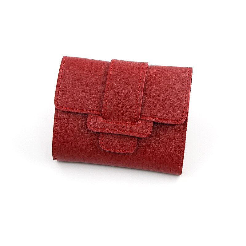 Women's Three- Folding Short Wallets Lovely Candy Color Female Coin Purse Casual Pu Leather Card Holder Slim Hasp Clutch