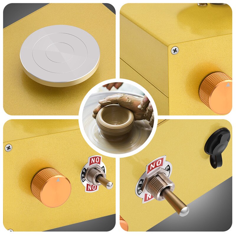 Mini rueda eléctrica de alfarería, máquina de alfarería con rueda giratoria de cerámica, herramientas para arcilla DIY, enchufe US y EU