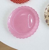 Plateau à Dessert en plastique, plat à gâteau en acrylique, motif de grille, assiettes florales, décoratives, fête de mariage, anniversaire, assiette à fruits cuillère fourchette: Pink plate
