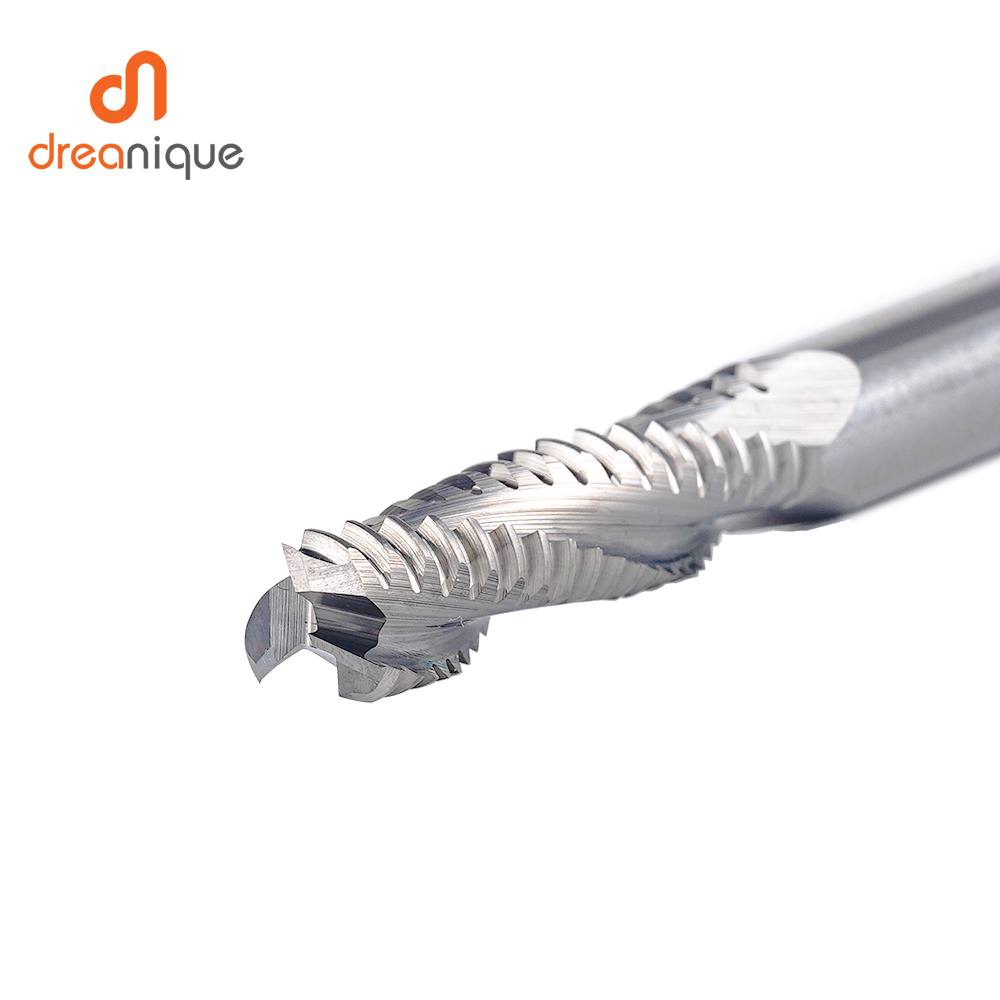 Dreanique, 1 unidad, 3 flautas, fresa de desbaste de alta resistencia de carburo sólido, 4mm-12mm, ranura para carpintería, CNC, grano grueso más rugoso