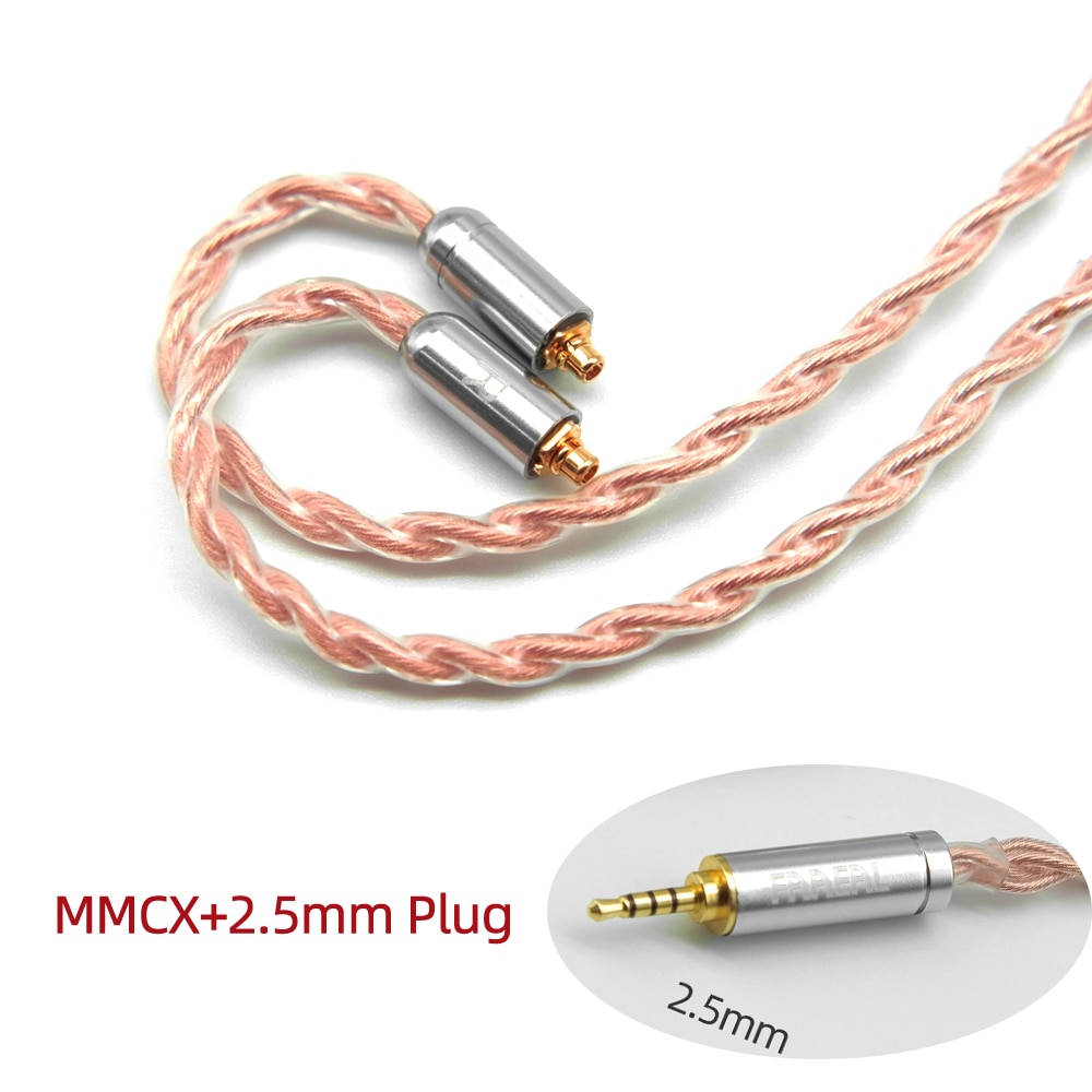 FAAEAL 4Core High Purity Copper cable with 2Pin/MMCX Connector 3.5/2.5/4.4mm Gold-plated plug Earphone Upgrade Cable For TFZ/TRN: MMCX-2.5mm