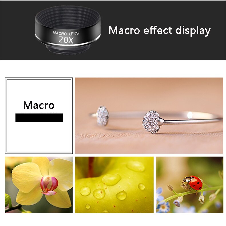 Mobile Phone Camera Lens Kit Smartphone Super Wide Angle Macro 20X Lenses Set Cell Phone Photography for Samsung Iphone 11 XR