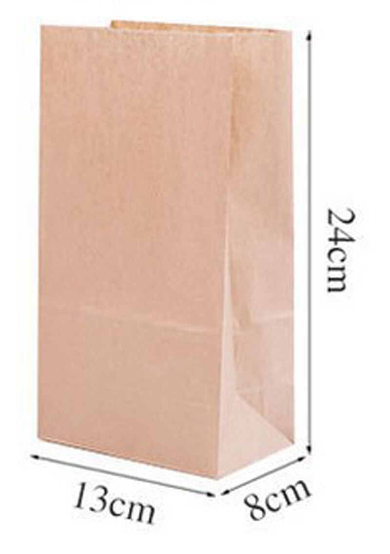 Kraft Papier Taschen 50 teile/los Stand hoch recyceln taschen Art Party Geburtstag Lebensmittel Papier Kraft Dichtung Verpackung Behandeln Tasche liefert: 03 13x24x8cm