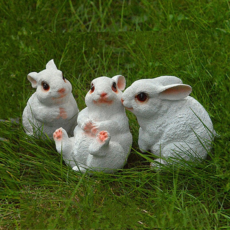 Large Resin Bunny Rabbit Figurines Garden Ornament Outdoor Art Yard Garden Animal Figurines Rabbits Decoration