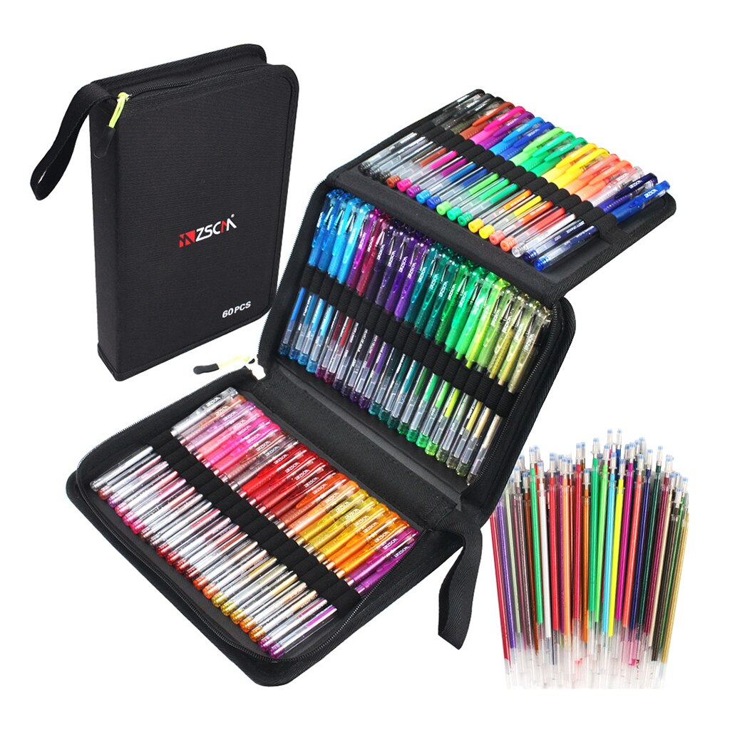 121Pcs Glitter Gel Pens for Adult Coloring Book Unique Gel Pen Plus 60 Refills