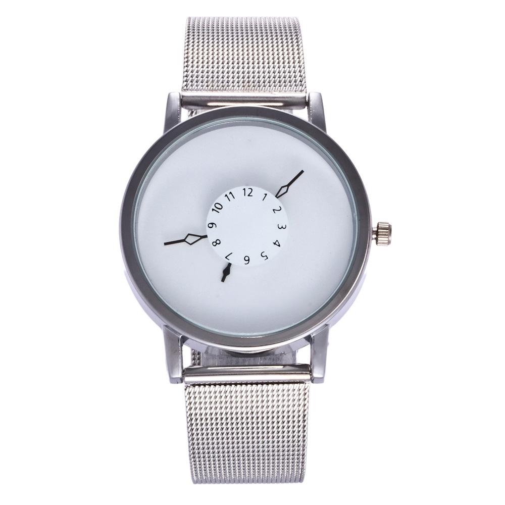 Verkoop Mode Vrouwen Mannen Unsex Minnaar Mesh Staal Polshorloge Populaire Stijl Quartz Horloges Casual Unieke: WHITE