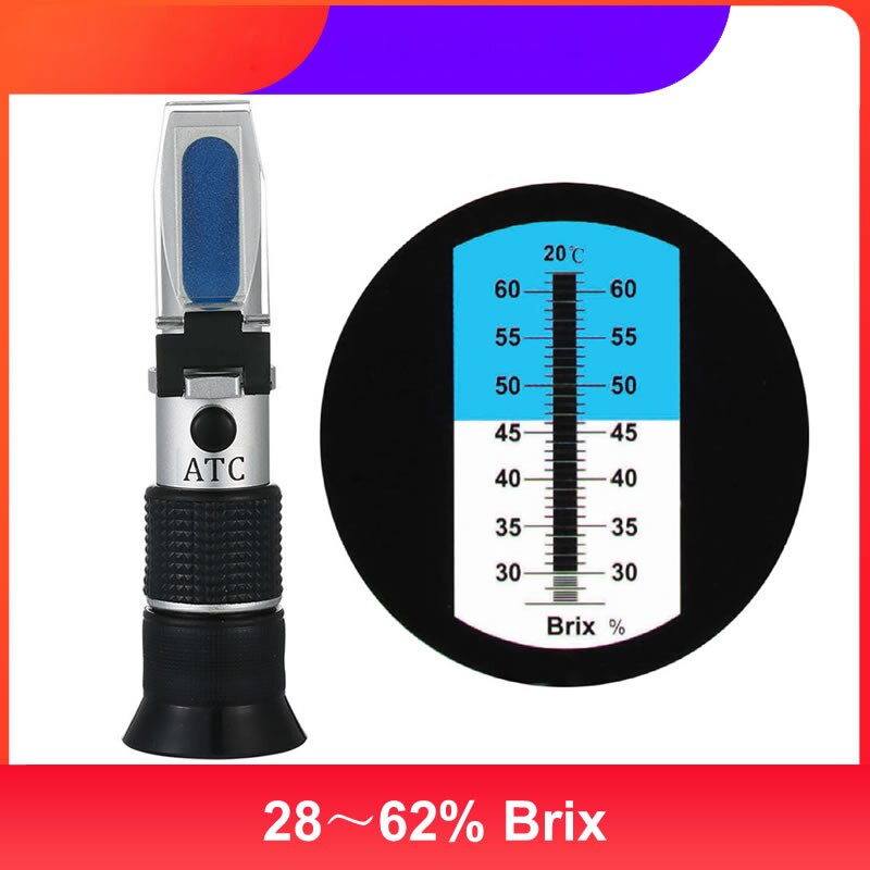 Réfractomètre portatif Brix, 28 ~ 32%, mesure de la Concentration de sucre, 45 ~ 62%, Brix mètre 0 ~ 82%, réfractomètre ATC, directe: 28-62 Brix