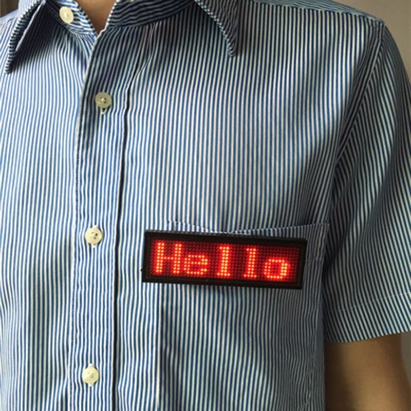 Programmable LED Digital Scrolling Message Name Tag Id Badge(12x48 Pixels) (Red)