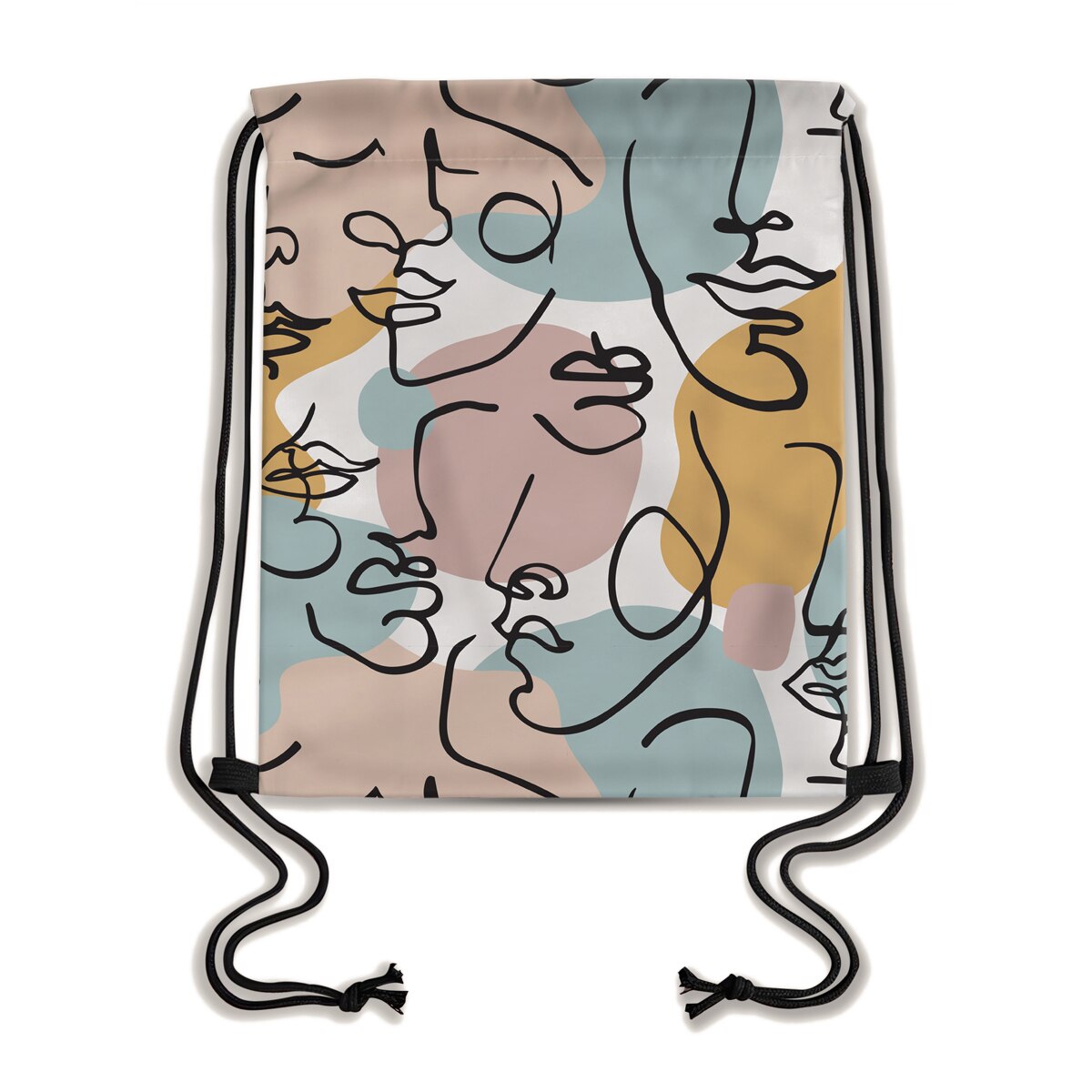 Deanfun-Bolso con cordón para mujer, mochila colorida con estampado de líneas abstractas, , 60444