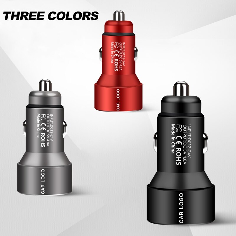 4.8A Fast Charging Dual 2 Port USB Car Charger Adapter for mobile iPhone For Ford Focus 2 3 4 MK2 MK3 MK4 Kuga Edge Mondeo