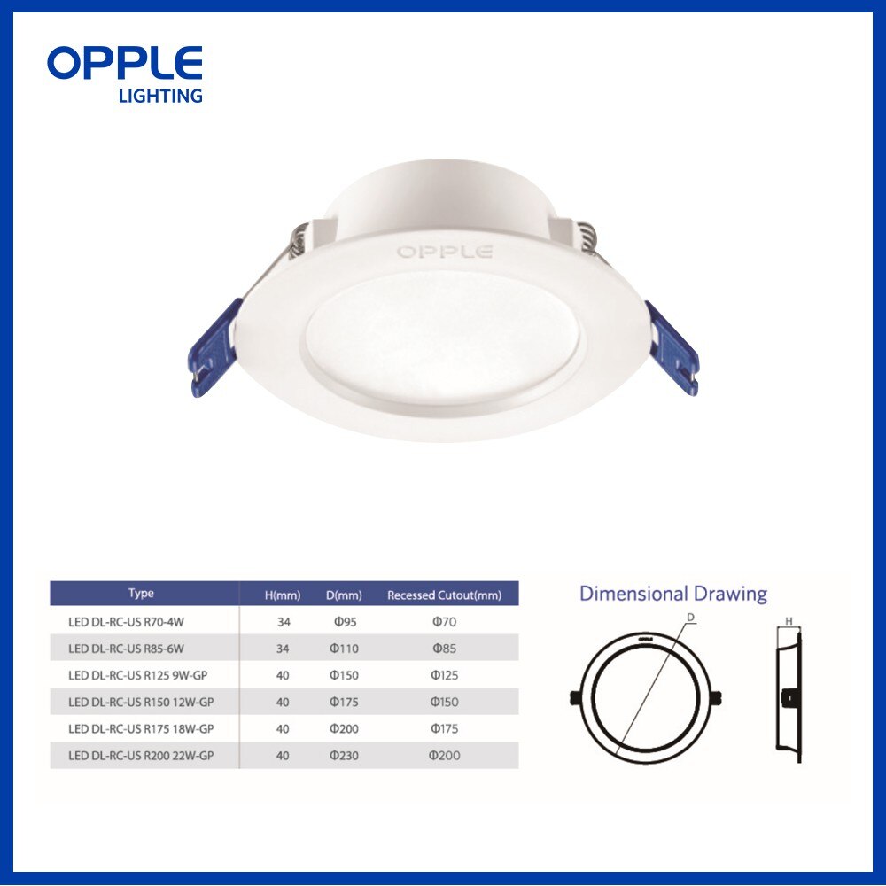 Opple ledet downlight søkelyset 4w 6w taklampe varm hvit 3000k kald hvit 6500k flimmerfri energisparing