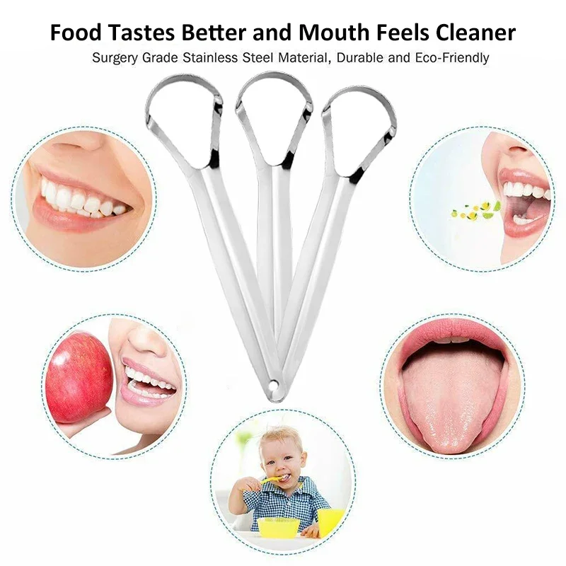 Halitosis Tongue Coating Tongue Scraper Stainless Steel Cleaning Remover Tongue Coated Brush Scraping Tongue Oral Hygiene Tools