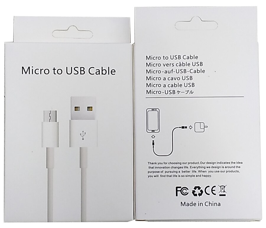 Caixa de embalagem de papel vazio para iphone, samsung, cabos de carregamento de celular tipo c para usb c cabo de dados micro 8pin linha de carregador