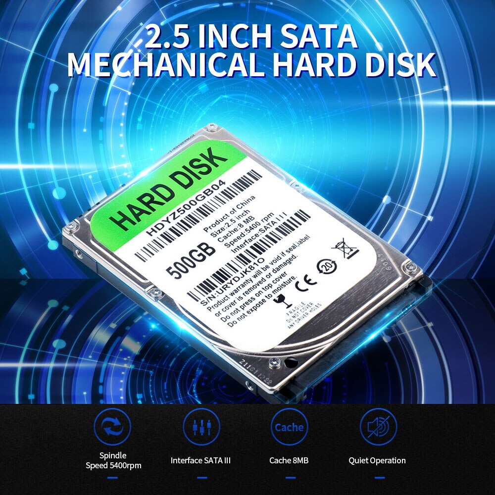 2,5 pulgadas mecánico disco duro SATA III portátil HDD 80/120/160/250/320/500GB 8MB Cache 5400 de velocidad rpm disco duro para PC portátil