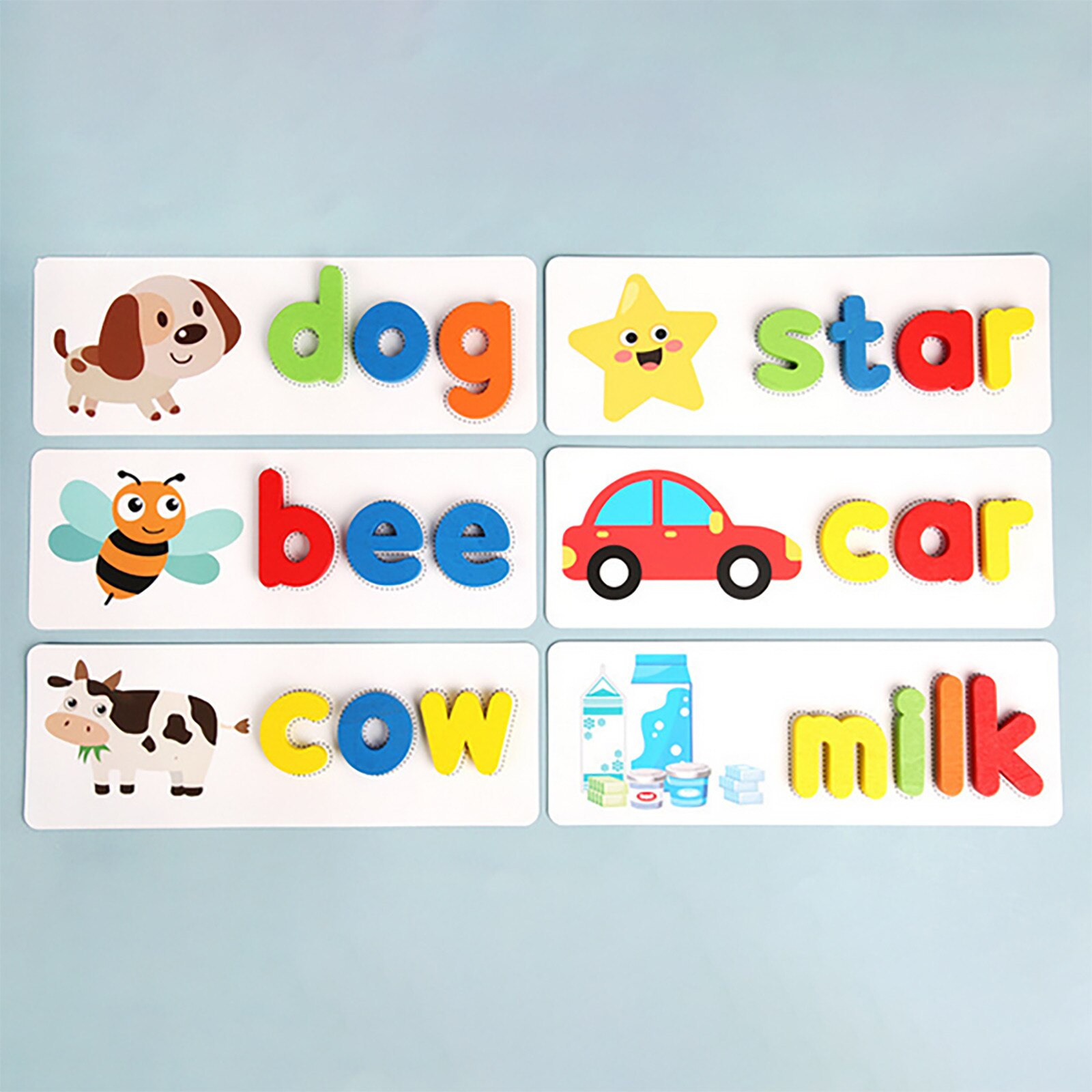 Wooden Alphabet Letter Learning Cards Set Word Spe... – Grandado