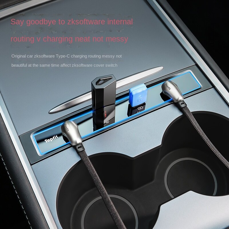 27W Quick Charger For Tesla Model Y Model 3 Intelligent Docking Station USB Shunt Hub Decoration Interior Refit Accessories